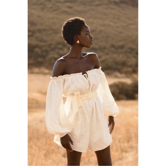 SPELL White Linen Romper | Size XS | NWT | Boho Luxe White Lace Playsuit - Picture 5 of 16